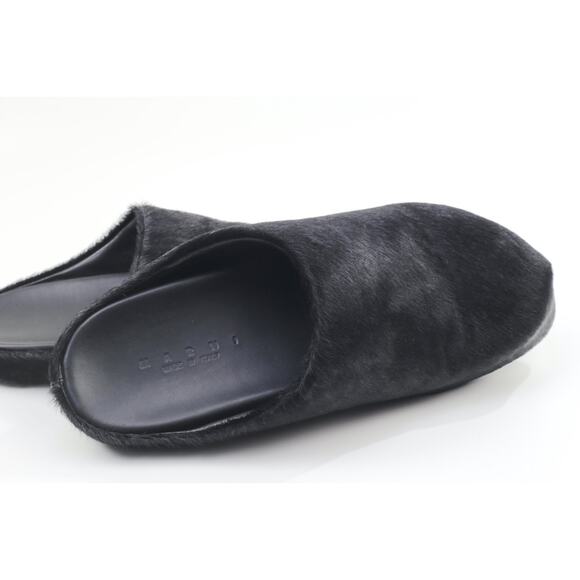 Marni Black Long Hair Calfskin Fussbett Sabot Mule Flats Slippers Size 41 main image 11